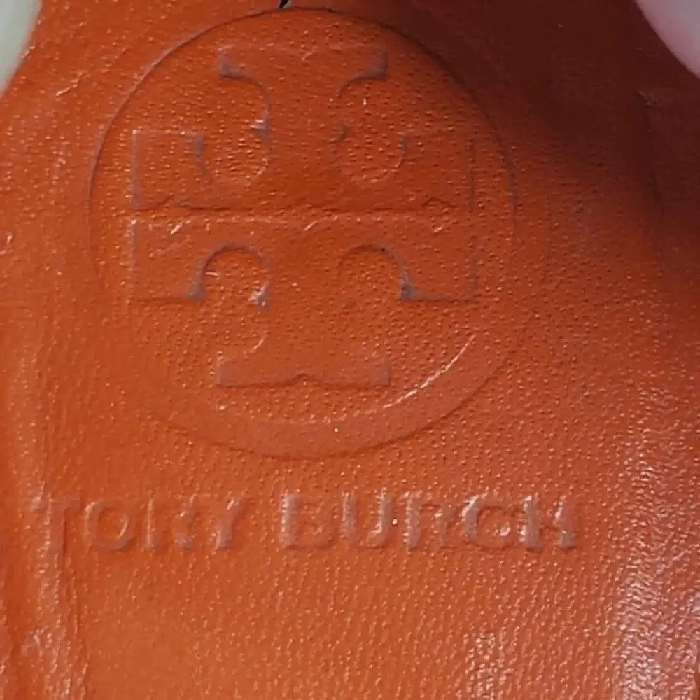 Tory Burch Reva Patent Leather Logo Ballet Flats Orange Ref Women’s Size 8.5